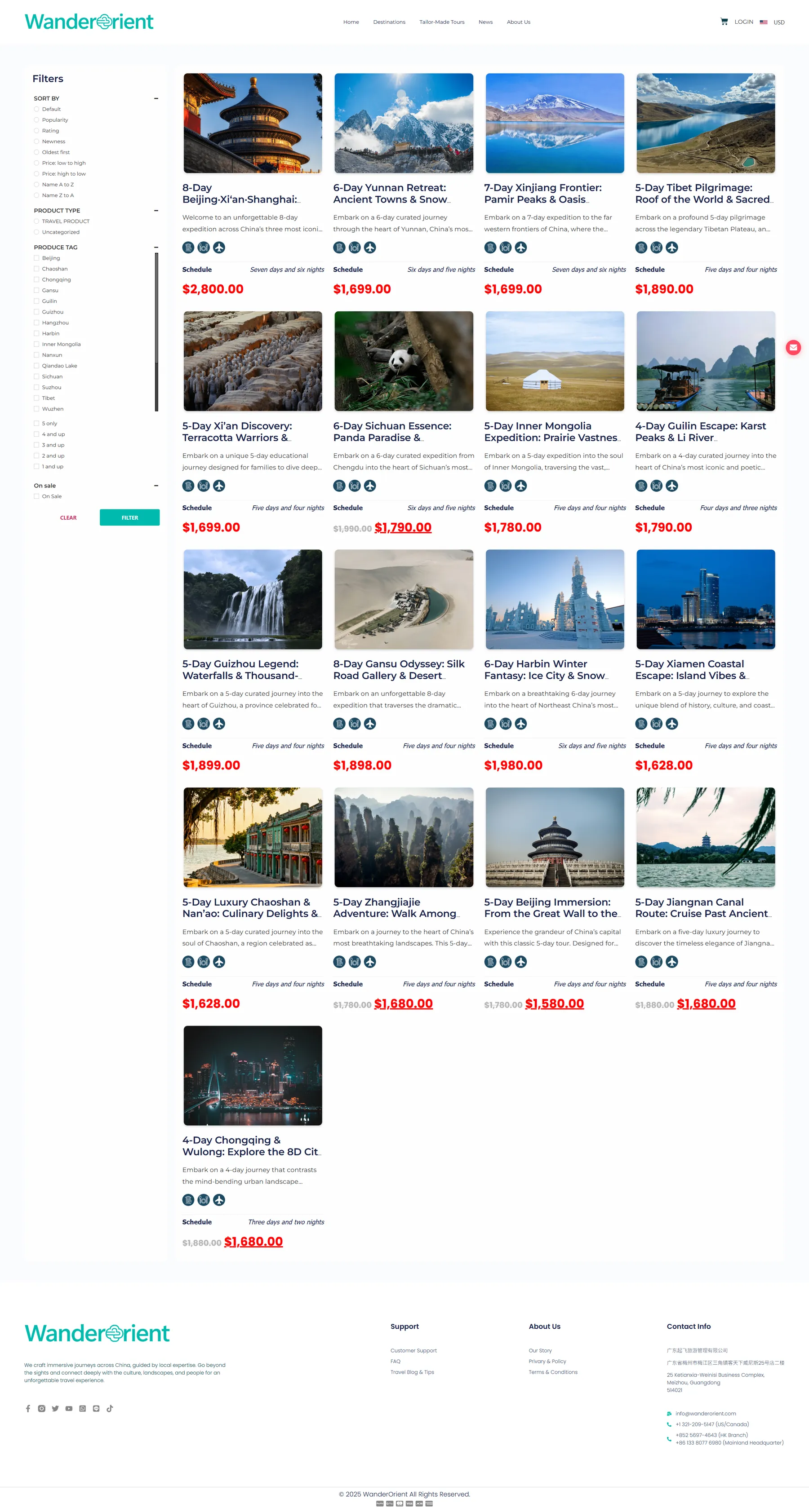 WanderOrient 让旅行产品 更容易比较。实际页面